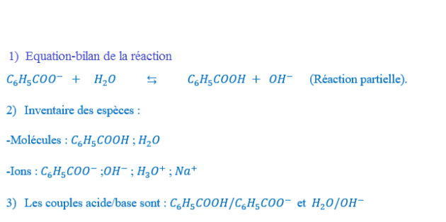 Exercice : 1 [CHIMIE Tles C, D & E : La notion de couple Acide/Base]